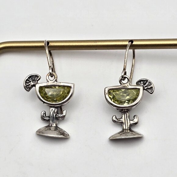 Silpada Shube Sterling Silver Margarita Cactus Lime Peridot Earrings Retired - Picture 2 of 7